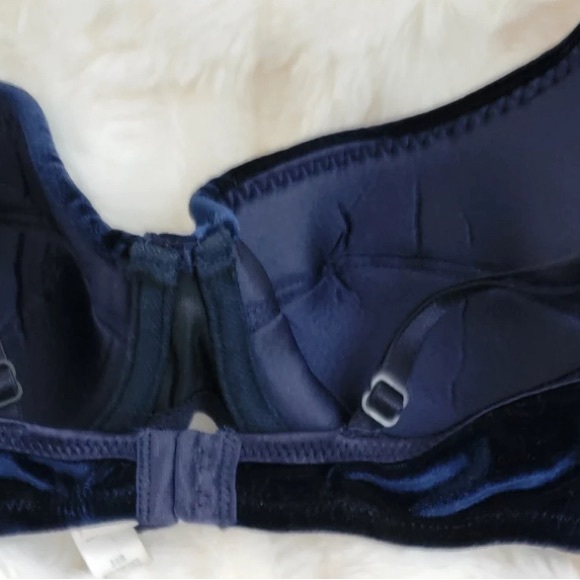 Vintage Victoria’s Secret 1990s Bra Velvet Blue Sz 34 B - Picture 4 of 4
